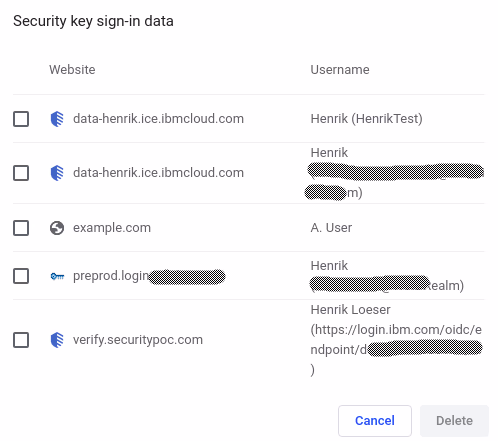 View and manage FIDO2 sign-in data